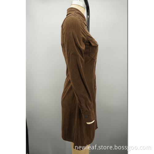 Elegant Slim Fit Cord 16W Hemdkleid